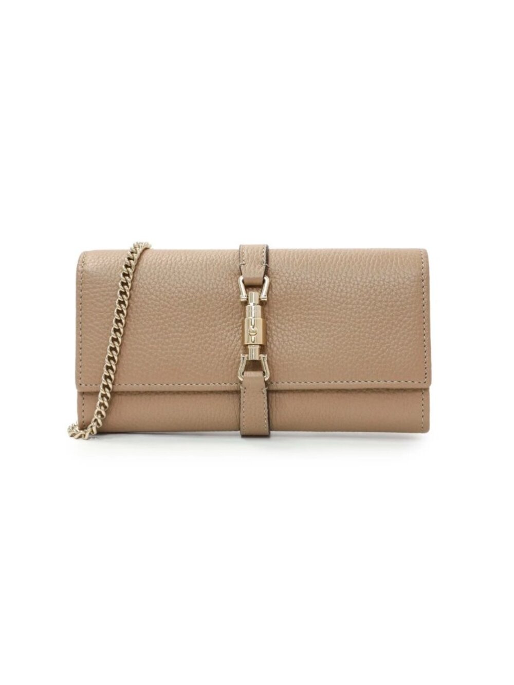 Gucci Jackie1961 Pebbled Calfskin Chain Wallet Rocky 652681
